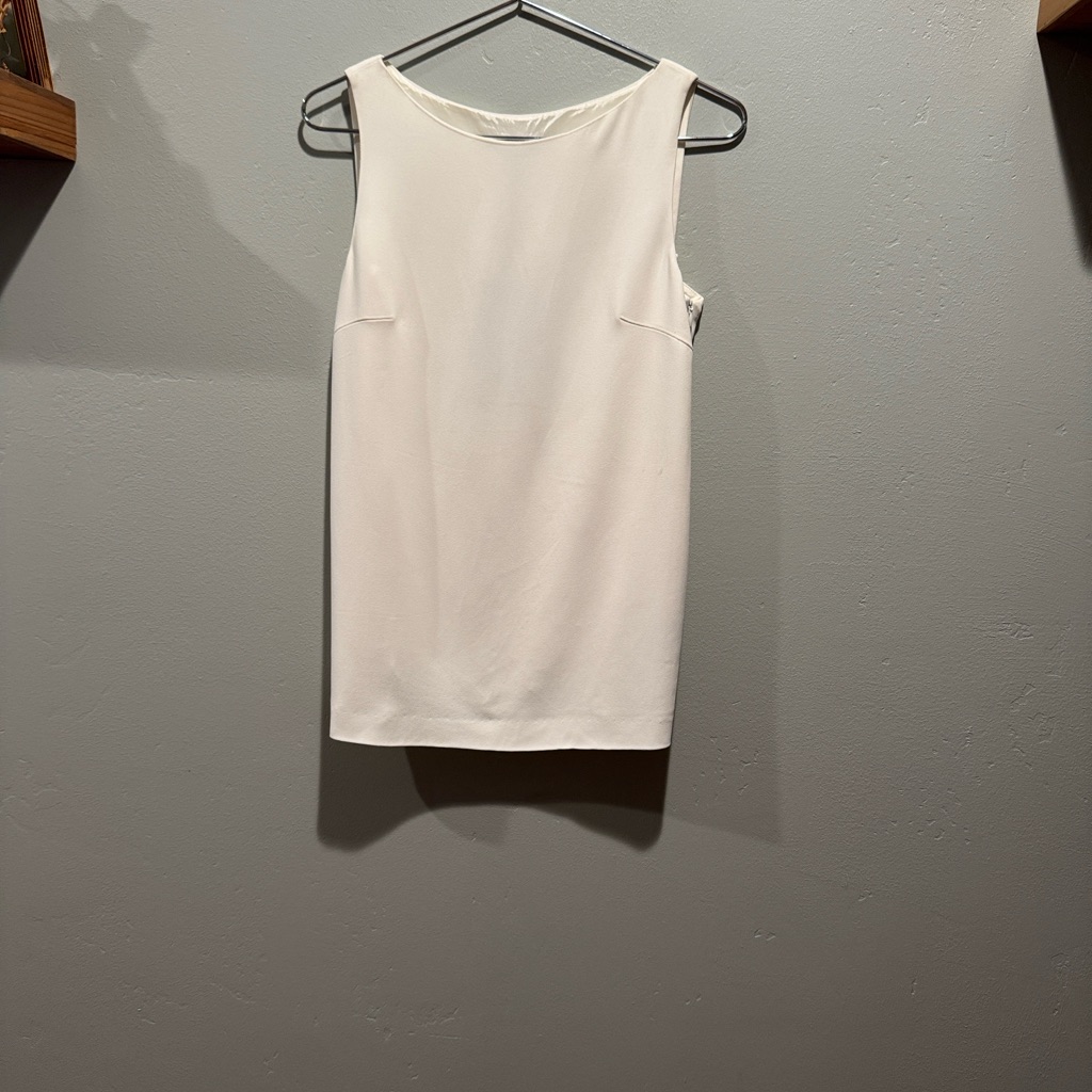 New Nwt Escada Ivory White Minimalist Sleeveless Cape Back Long Blouse Top